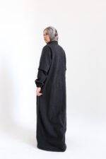⁦Zip-Front Felt Abaya⁩ - الصورة ⁦3⁩